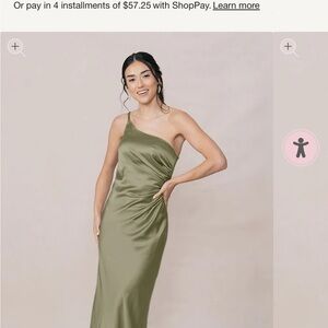Elegant Olive Green One-Shoulder Dress